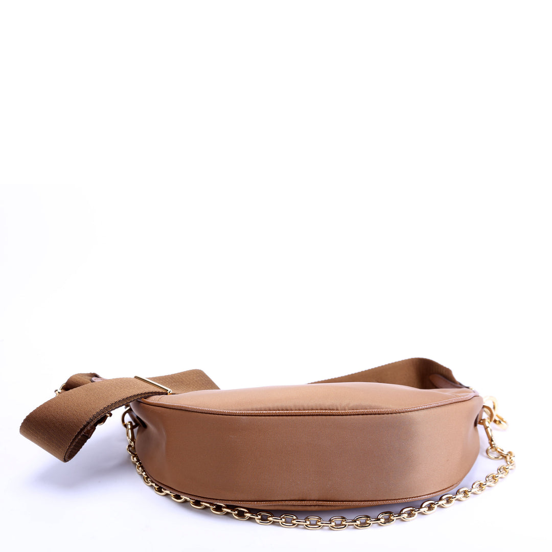 1BH222 Demi-Lune Re-Nylon Shoulder Tan