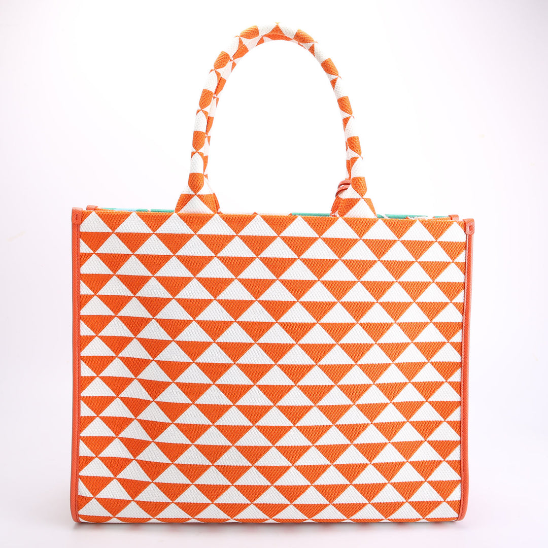1BA356 Symbole Embroidered Tote Orange/White