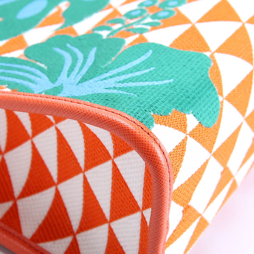1BA356 Symbole Embroidered Tote Orange/White
