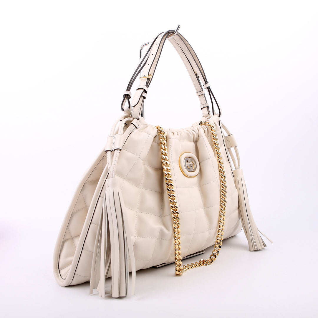 746210 Deco Quilted Leather Shoulder White