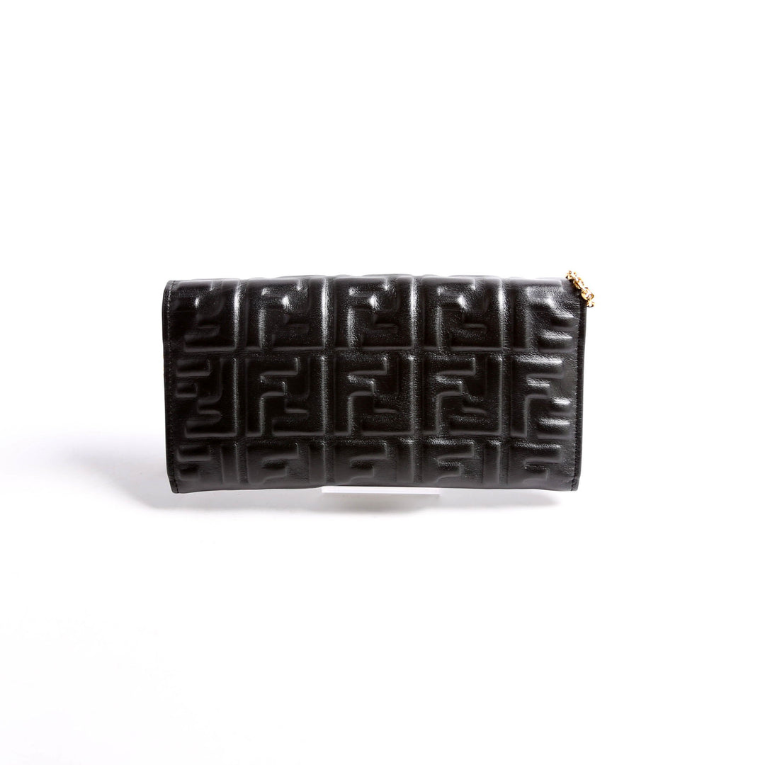 8M0365 FF Embossed Wallet On Chain Black
