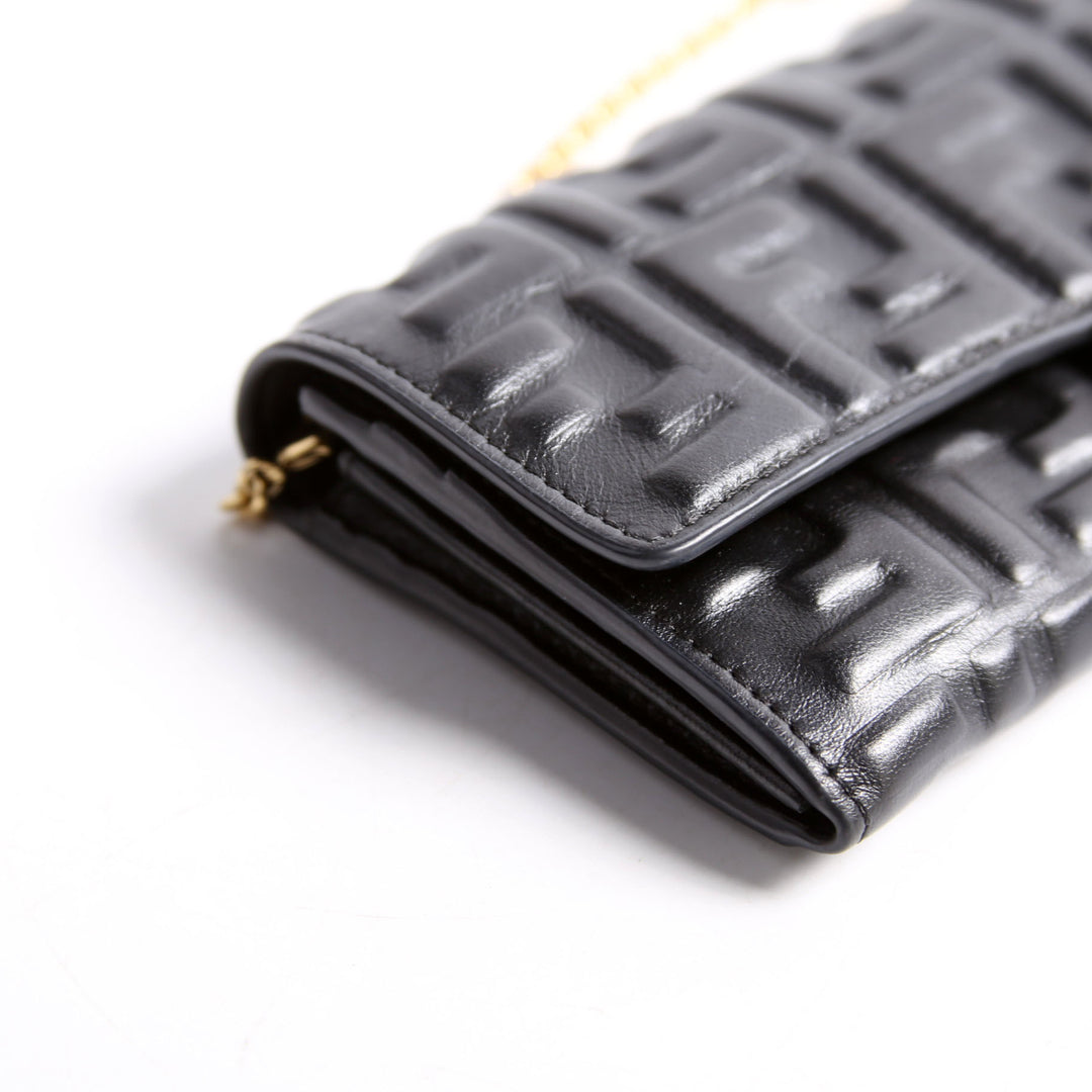 8M0365 FF Embossed Wallet On Chain Black