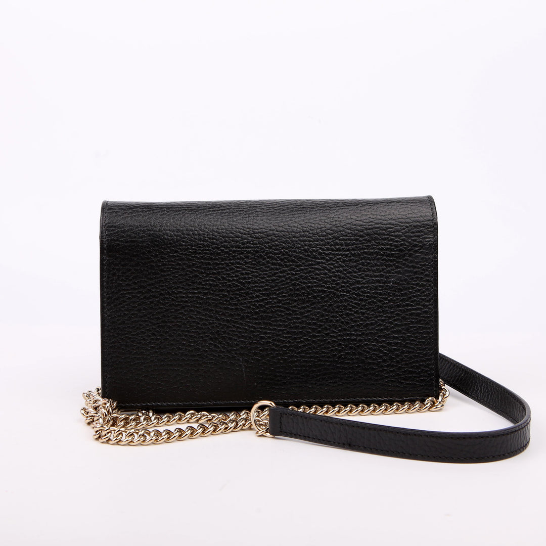 615523 Interlocking GG Wallet On Chain Calfskin Black