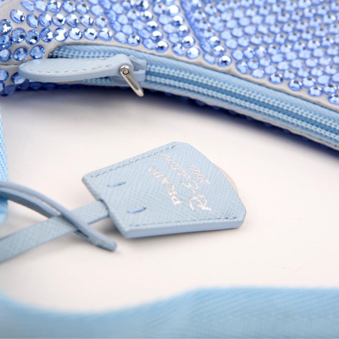 1BC515 Satin Crystal Re-Edition 2000 Mini Bag Blue