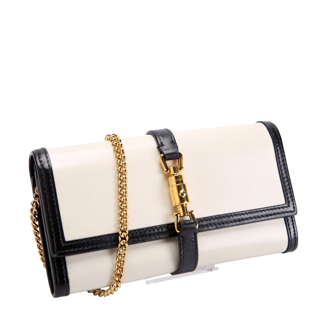 652681 Jackie 1961 Chain Wallet Black/Ivory