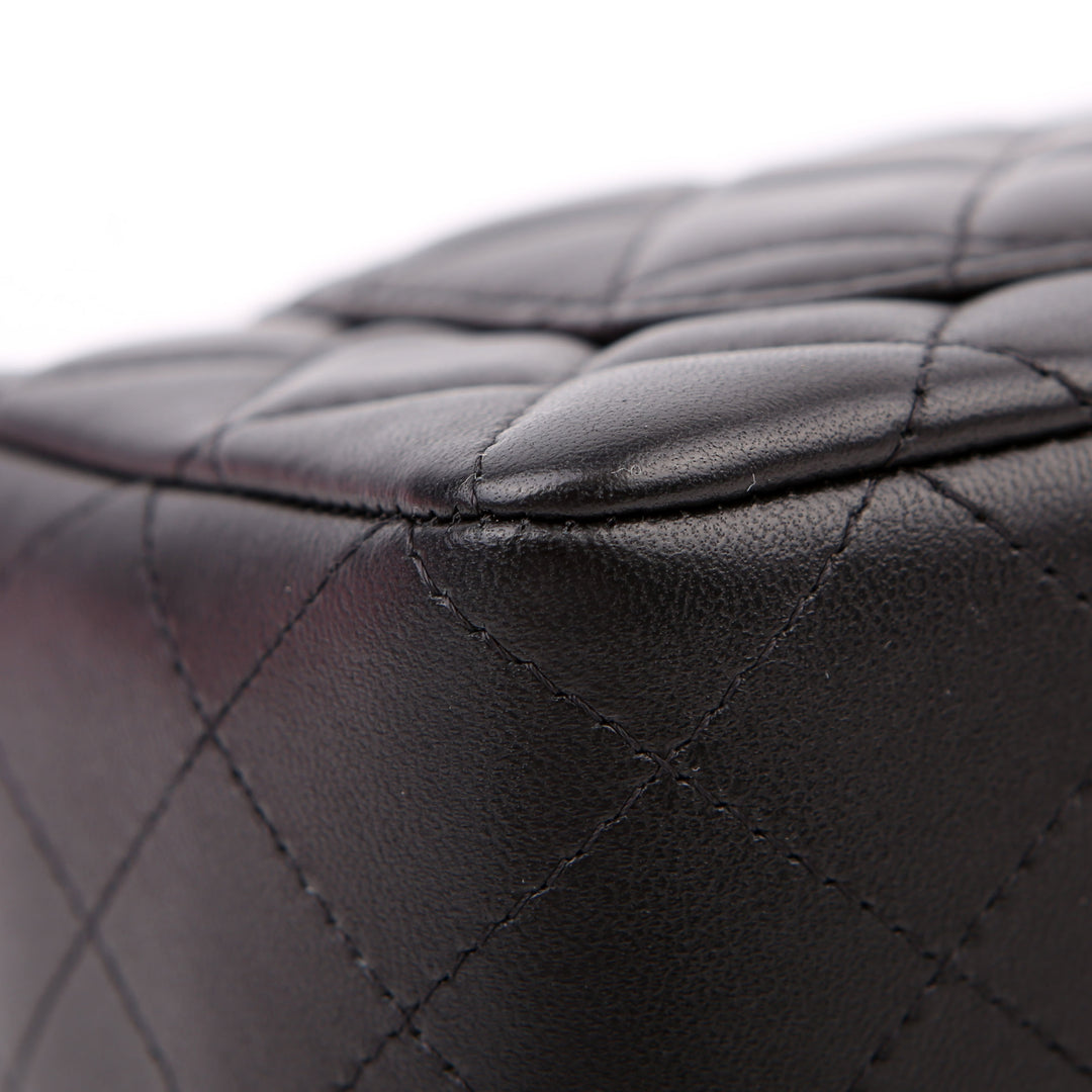 Classic Flap Mini Rectangle Lambskin RFID Black/Silver