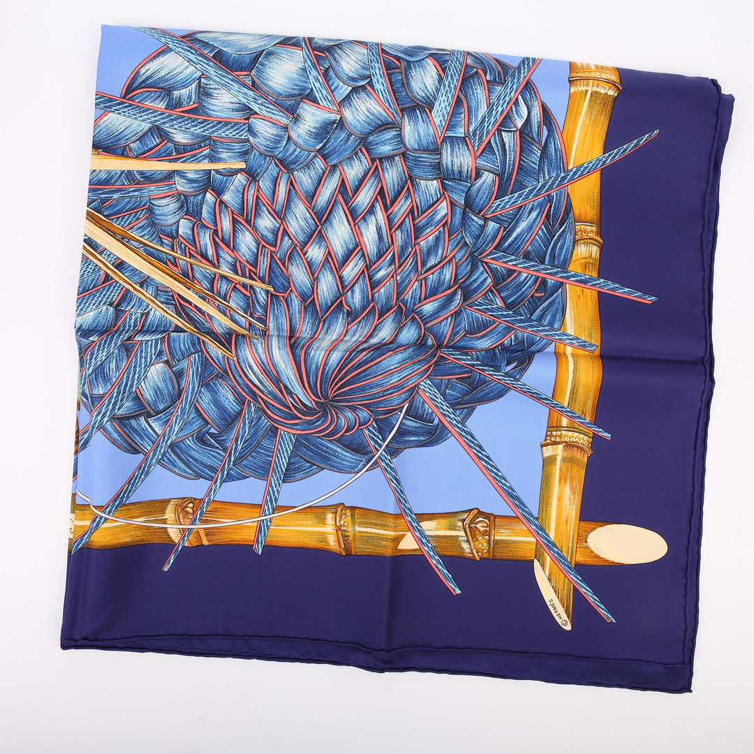 Jardin Creole 90CM Silk Scarf Blue