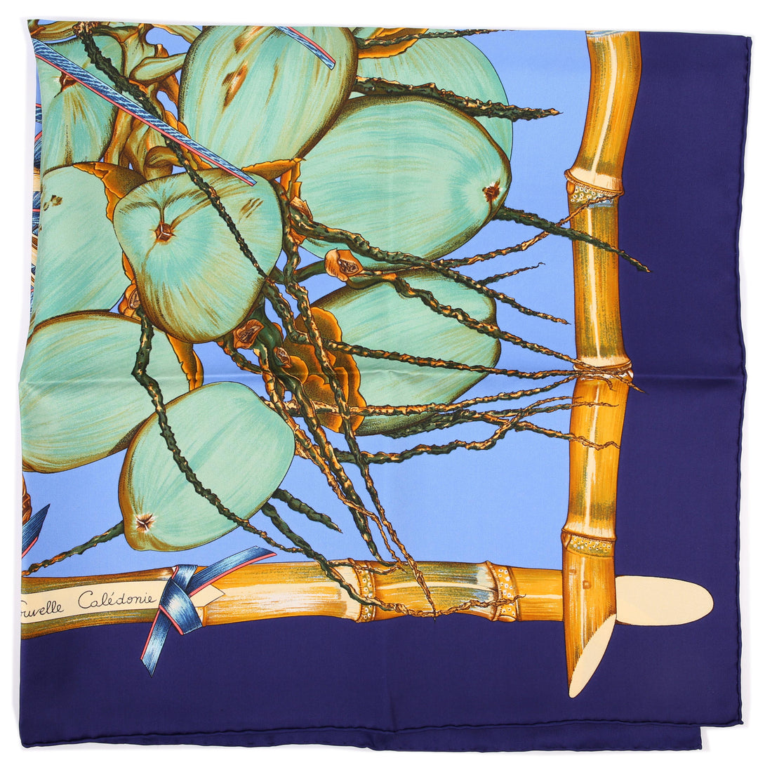 HERMÈS Jardin Créole シルクスカーフ 90cm Jardin Creole 90CM Silk Scarf Blue