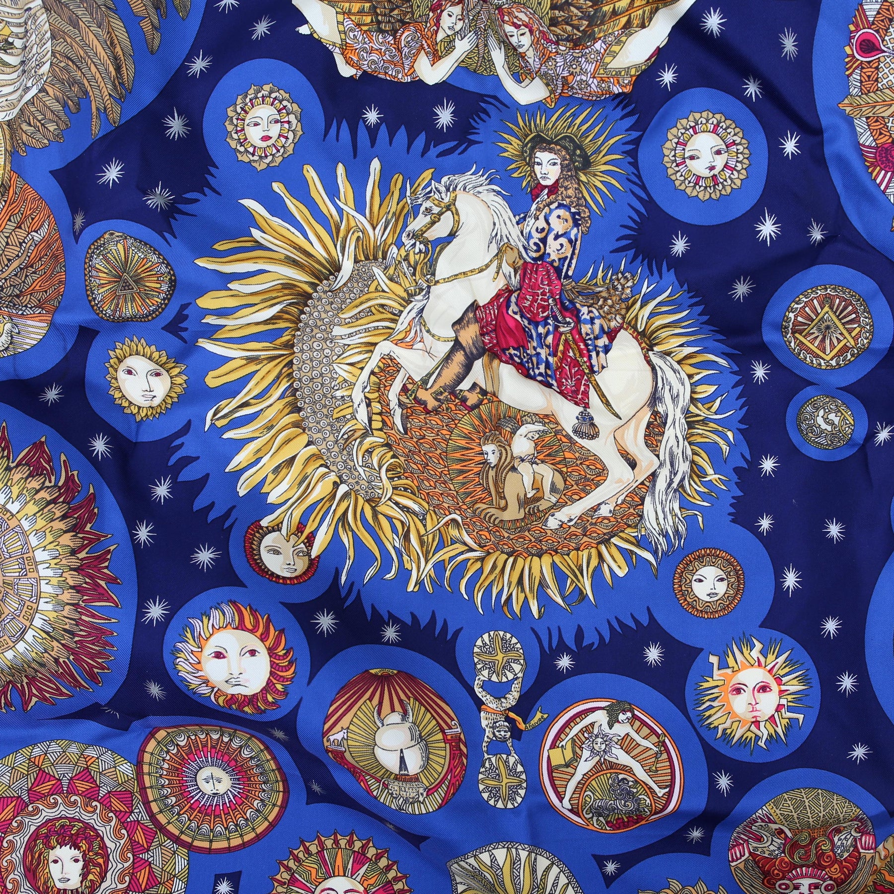 Le Roy Soleil 90CM Silk Scarf Blue