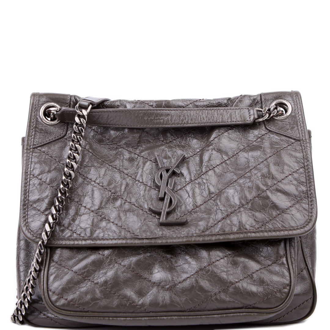 threetimes バック　シズニルック Niki Medium Crinkle Leather 498894 Grey