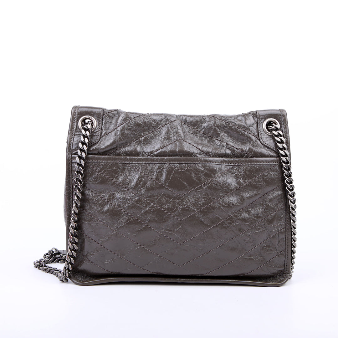 Niki Medium Crinkle Leather 498894 Grey