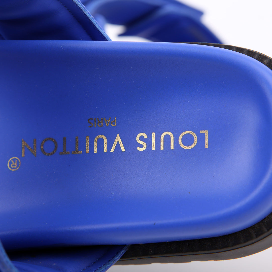 【sunrise 】LOUIS VUITTON ネイビー ミュール Sunset Flat Comfort Mules Size 39 Blue