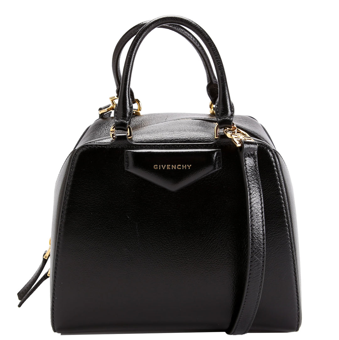 ミナコ Antigona Mini Cube Tumbled Buffalo Leather Crossbody Black