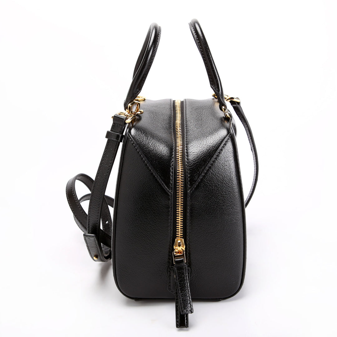 Antigona Mini Cube Tumbled Buffalo Leather Crossbody Black