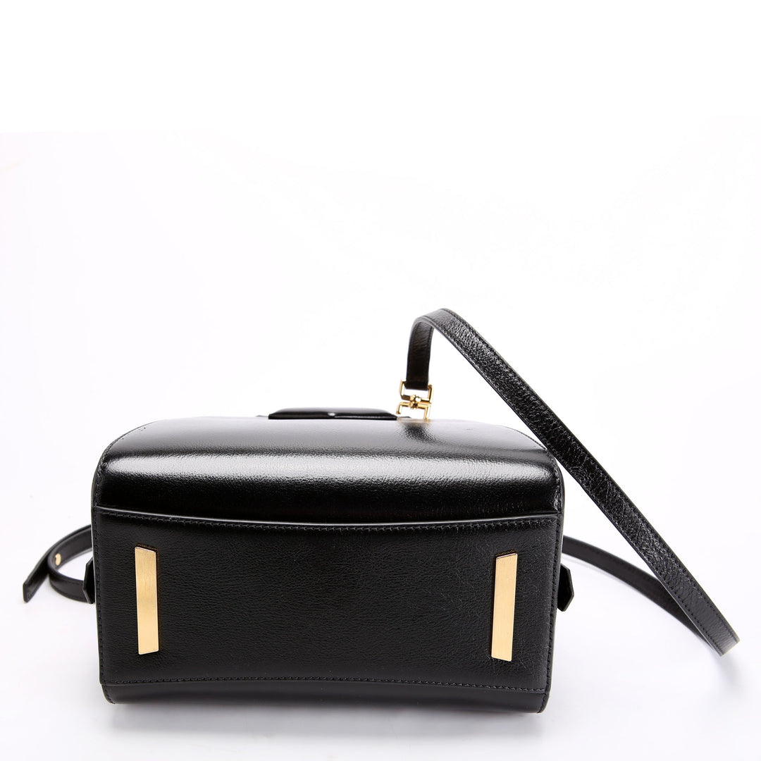 Antigona Mini Cube Tumbled Buffalo Leather Crossbody Black