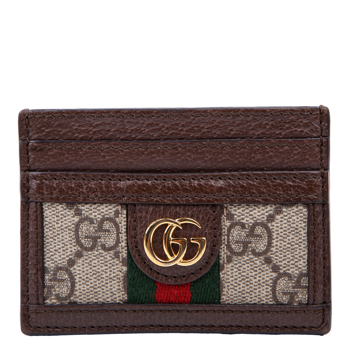 523159 Ophidia GG Card Case Brown