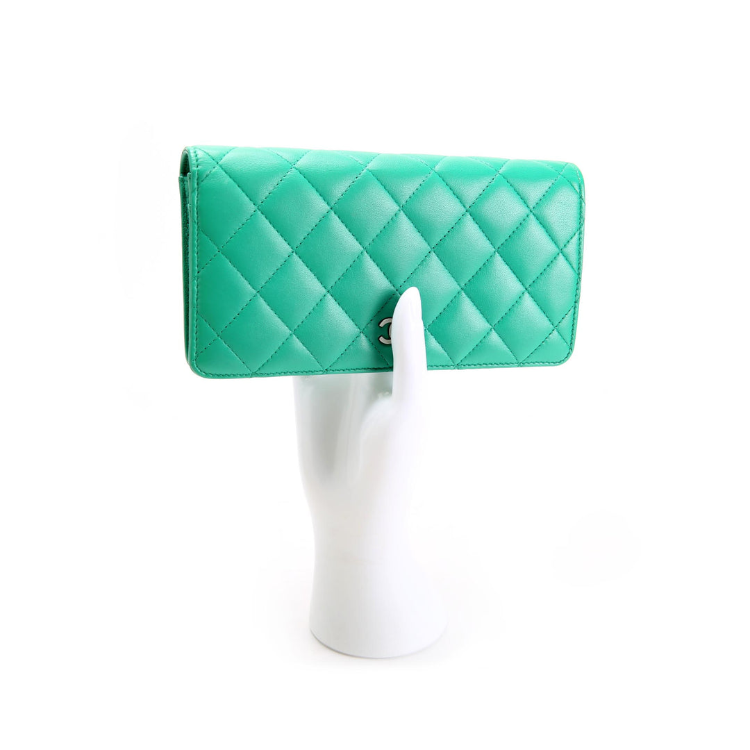 Timeless Flap Long Wallet Lambskin Green