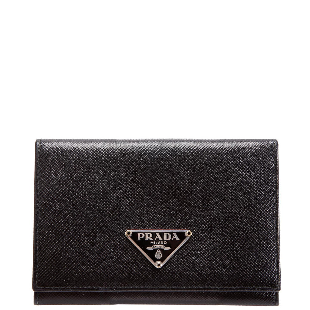 小物 PRADA compact wallet black Compact Wallet Saffiano Black