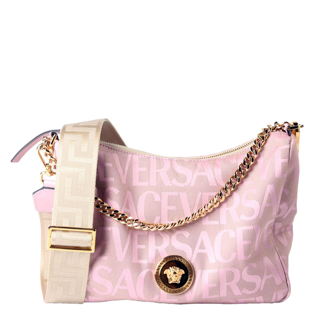 Logo Canvas Tribute Chain Crossbody Pink