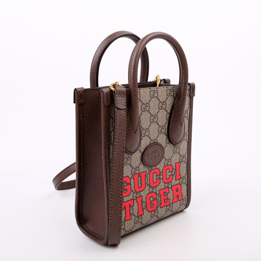 671623 Mini Tote Bag Interlocking G Tiger Brown