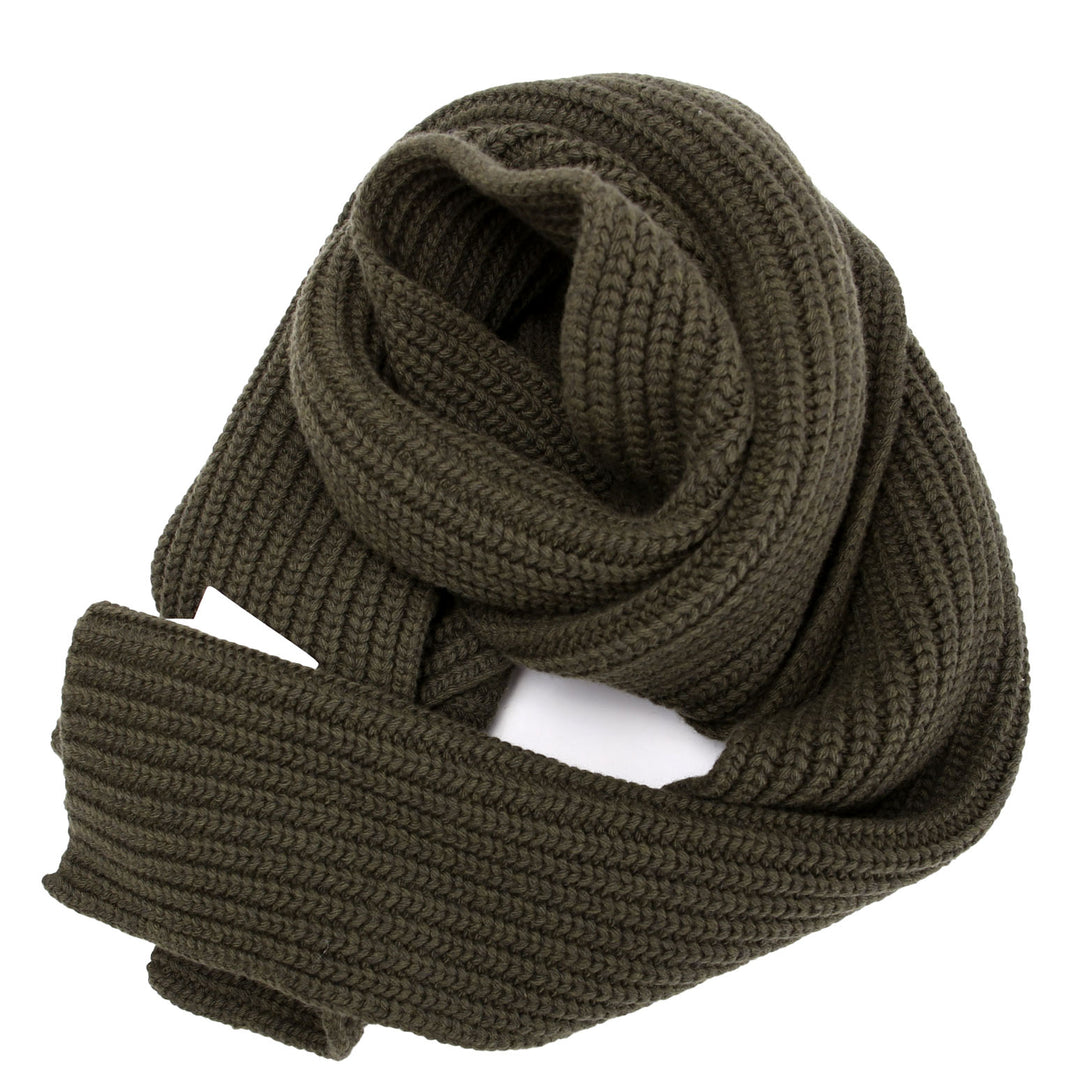 Logo Ribbed Wool Muffler Scarf Green