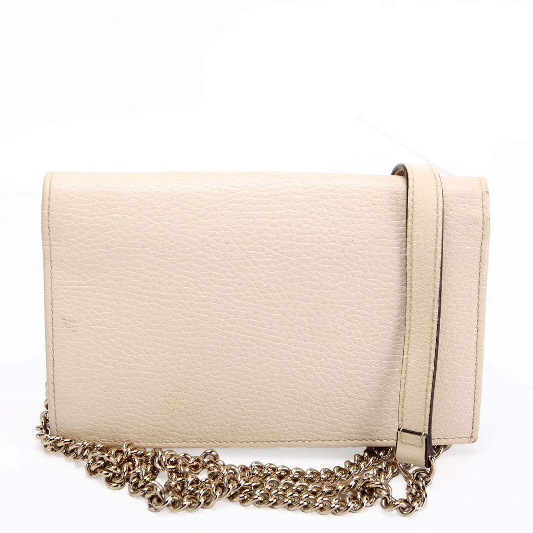 615523 Interlocking GG Wallet On Chain Calfskin Cream