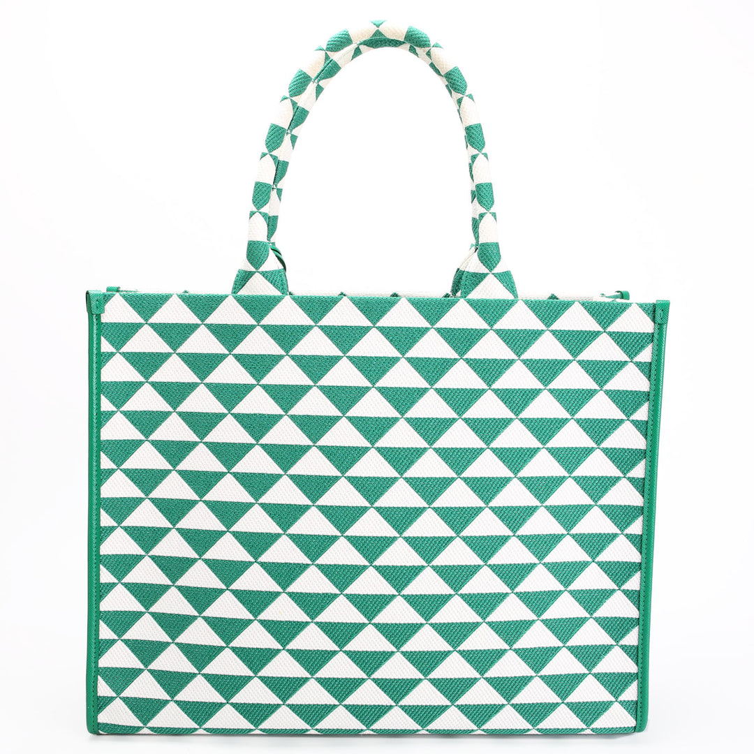 1BA356 Symbole Embroidered Tote Green/White