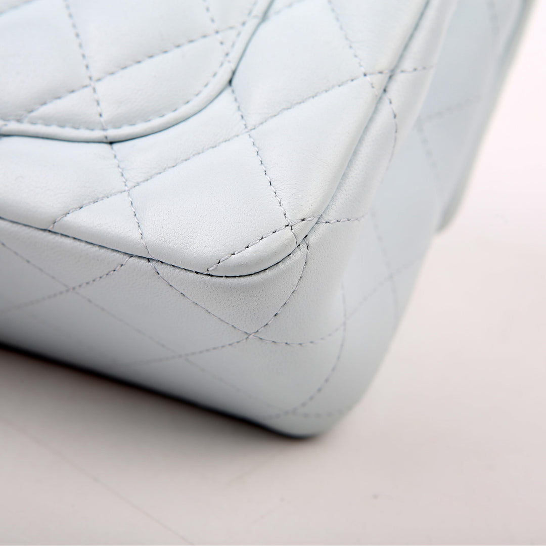 Classic Flap Mini Rectangle Lambskin RFID Blue