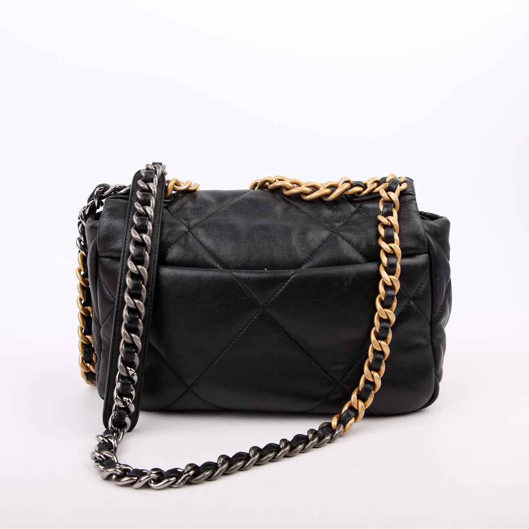 Quilted Goatskin 19 Small Flap RFID Black