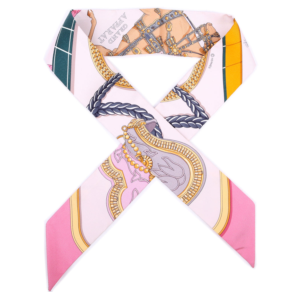 Grand Apparat Twilly Silk Scarf Pink/Green
