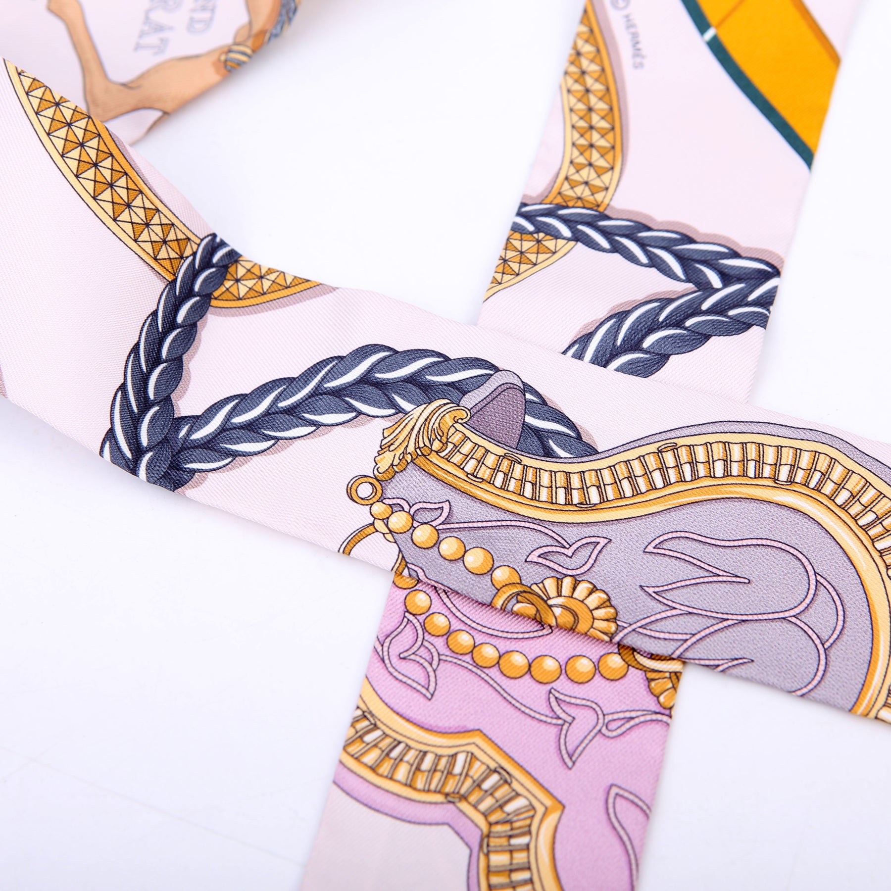Grand Apparat Twilly Silk Scarf Pink/Green