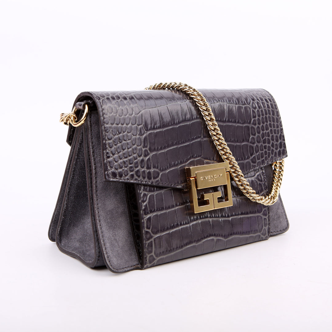 GV3 Small Bag Crocodile Embossed/Suede Gray