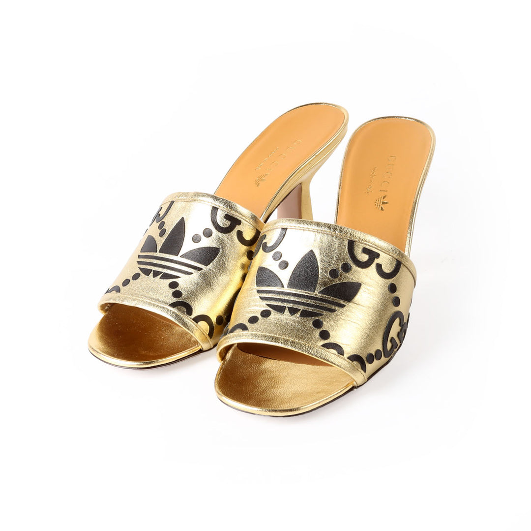 GUCCI ゴールド ハイヒールサンダル Gucci X Addidas Metallic Mules Size 37 Gold/Black