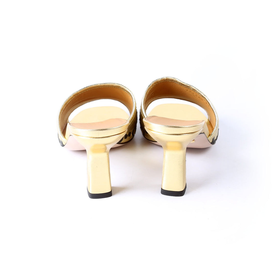 GUCCI ゴールド ハイヒールサンダル Gucci X Addidas Metallic Mules Size 37 Gold/Black