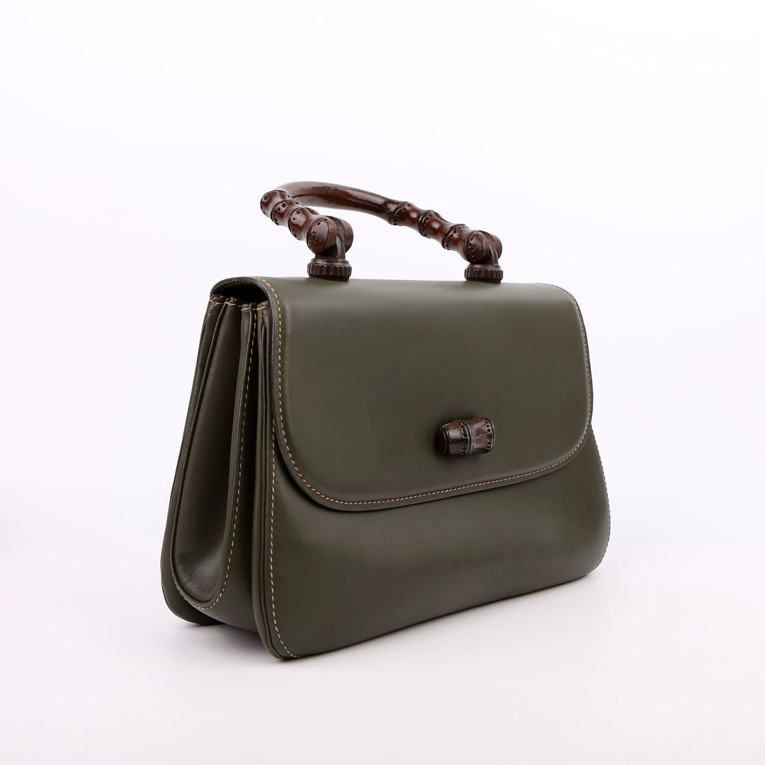 406-6147 Bamboo Top Handle Satchel Green