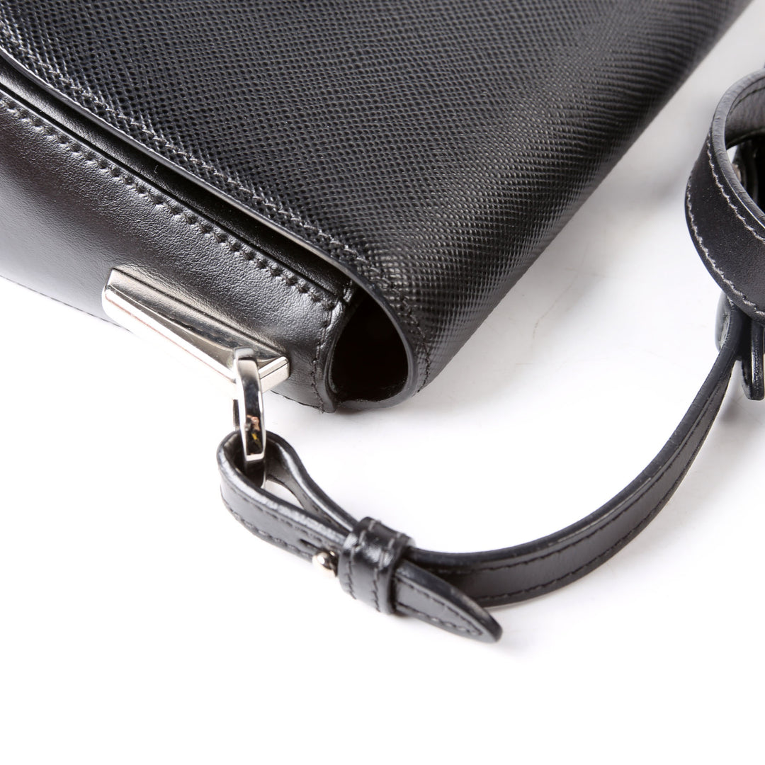 1BD249 Saffiano Flap Bag Black