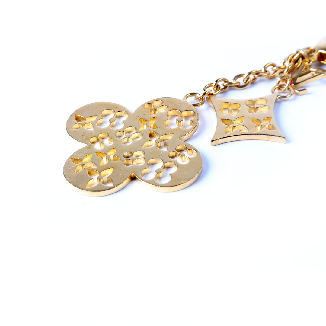 Ivy Flower Bag Charm Gold