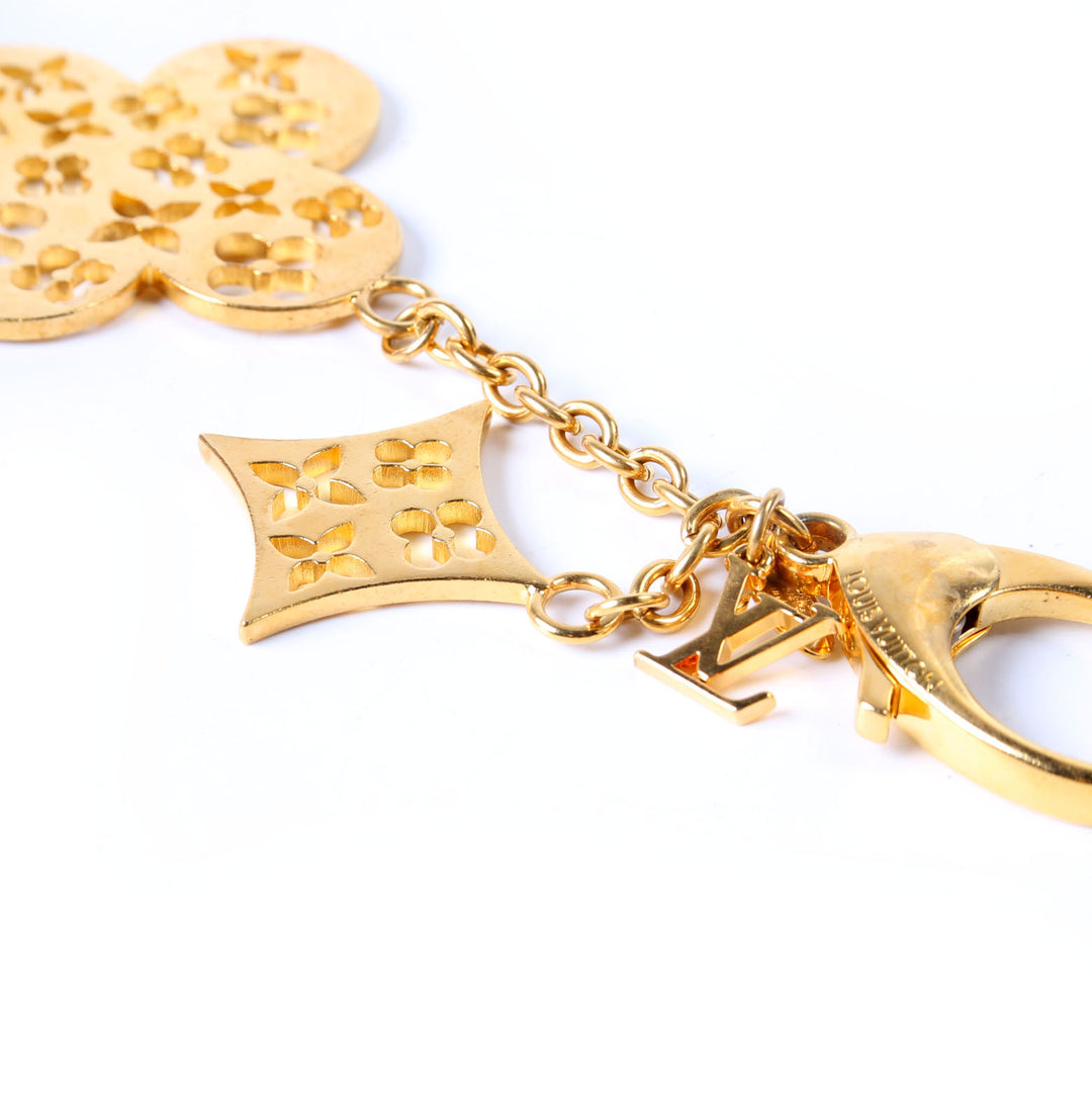 Ivy Flower Bag Charm Gold