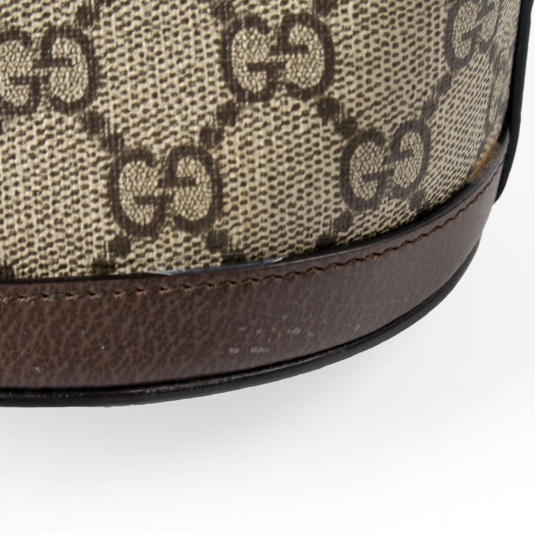 760199 GG Supreme Top Handle Bucket Bag Brown