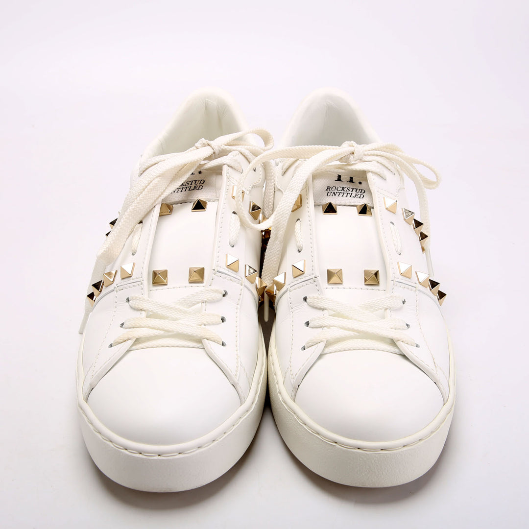 ゆづき☆VALENTINO ホワイトスニーカー Rockstud Untitled Leather Sneakers Size 39