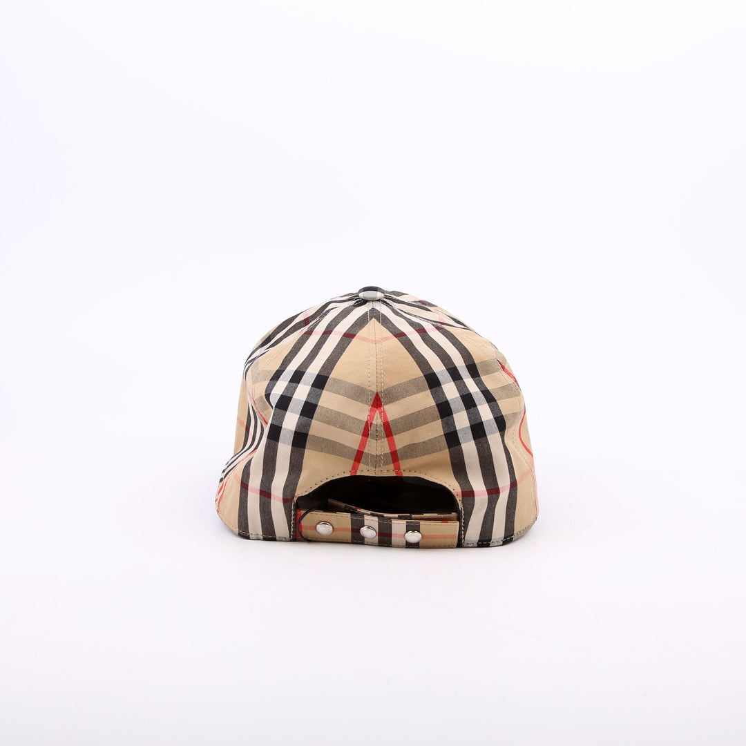 TB Monogram Striped Canvas Baseball Cap Size Large Tan