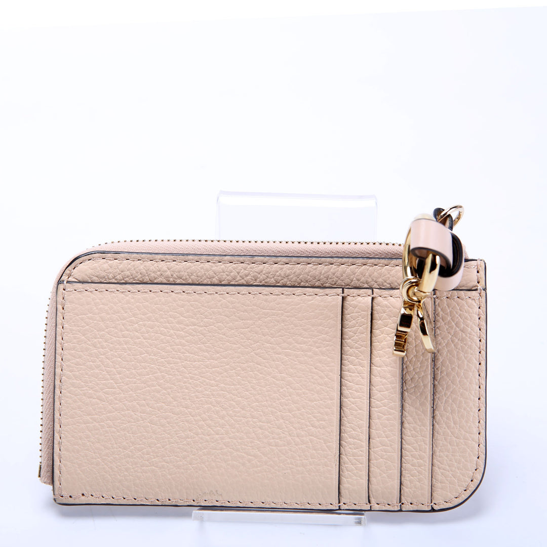 Alphabet Zip Card Holder Beige