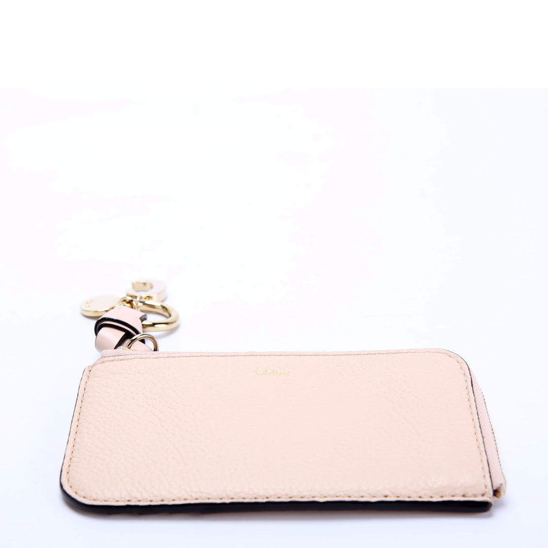 Alphabet Zip Card Holder Beige