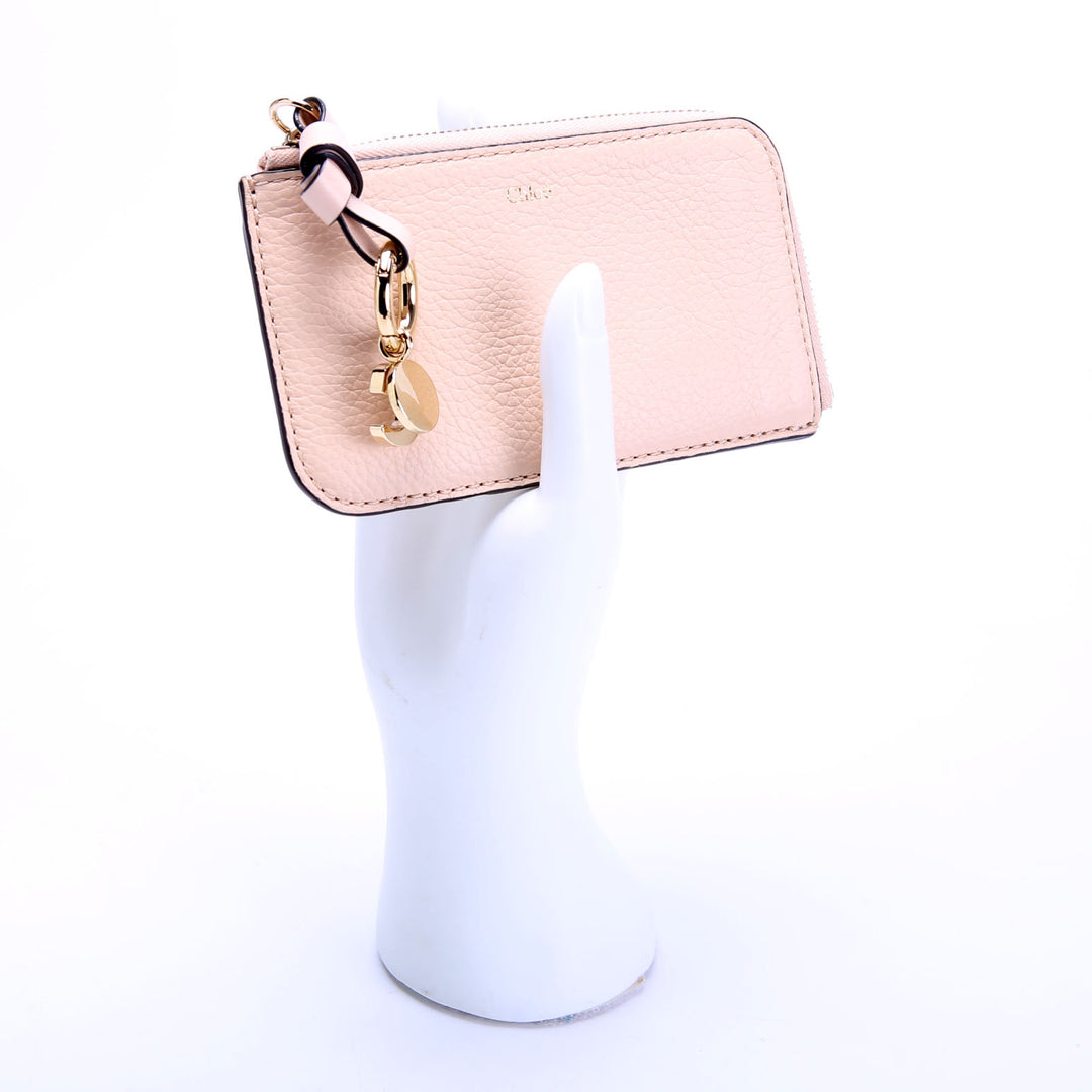 Alphabet Zip Card Holder Beige
