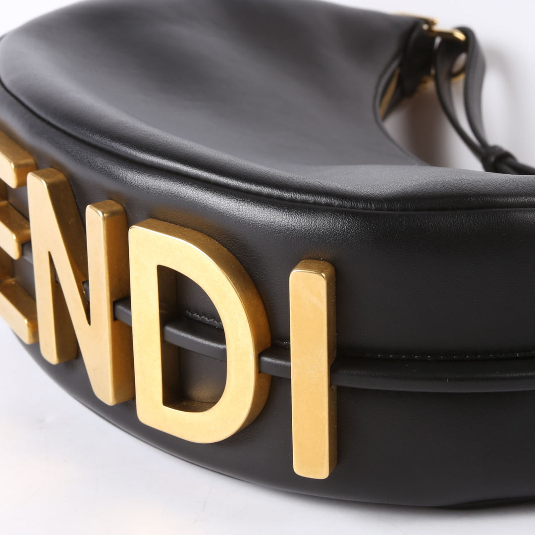 8BR798 Fendigraphy Small Leather Hobo