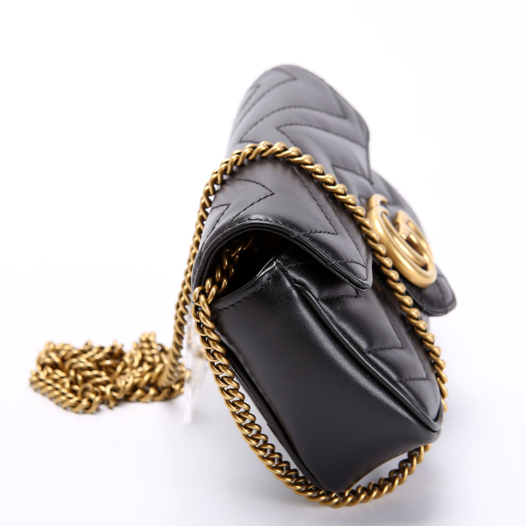 476433 Marmont Leather Super Mini Flap Black