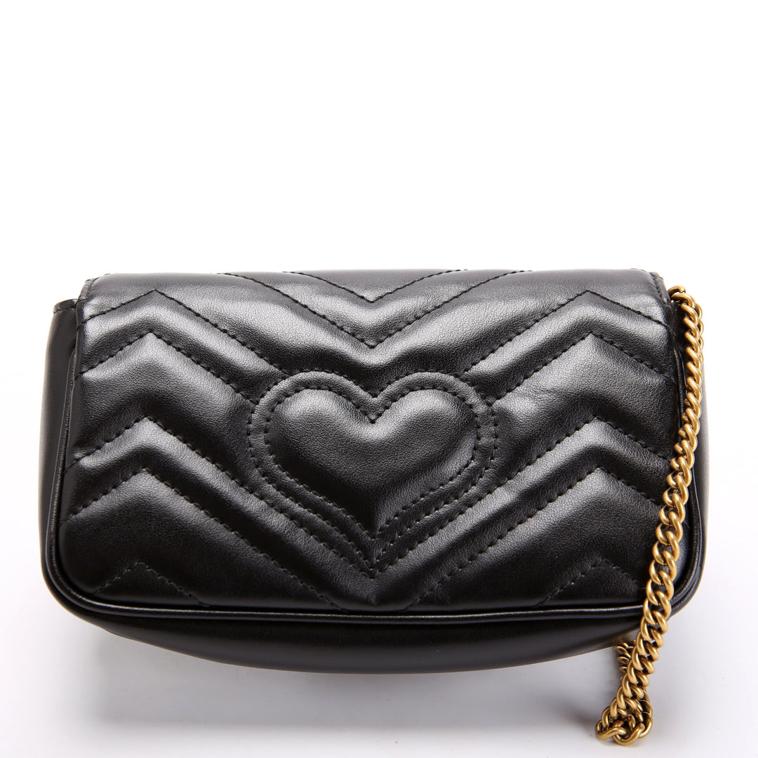 GUCCI バッグ 476433 Marmont Leather Super Mini Flap Black