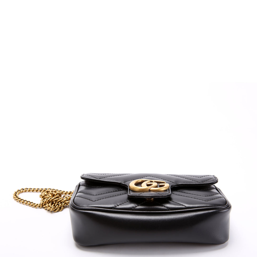 476433 Marmont Leather Super Mini Flap Black