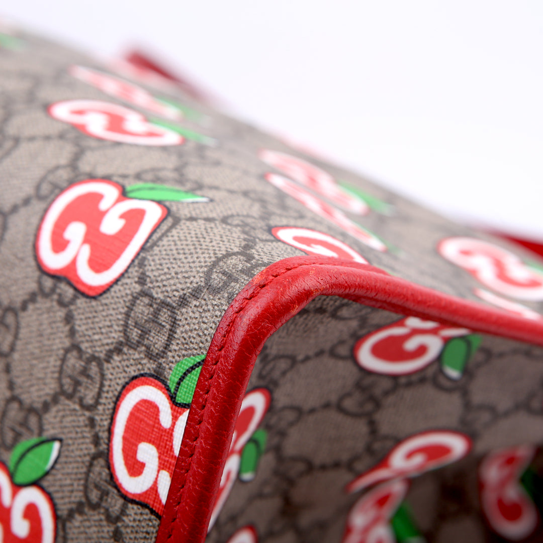 630353 GG Supreme Apple Tote Red