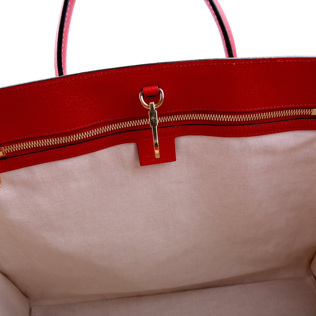 630353 GG Supreme Apple Tote Red